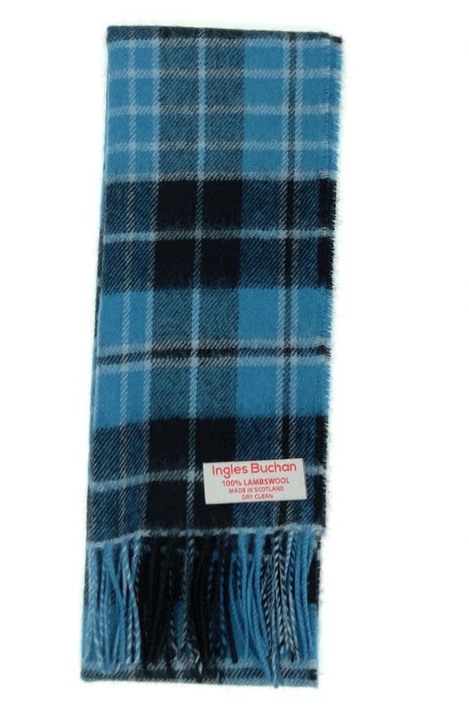 Pure Lambswool Clergy Blue Ancient Tartan Scarf Made in Scotland