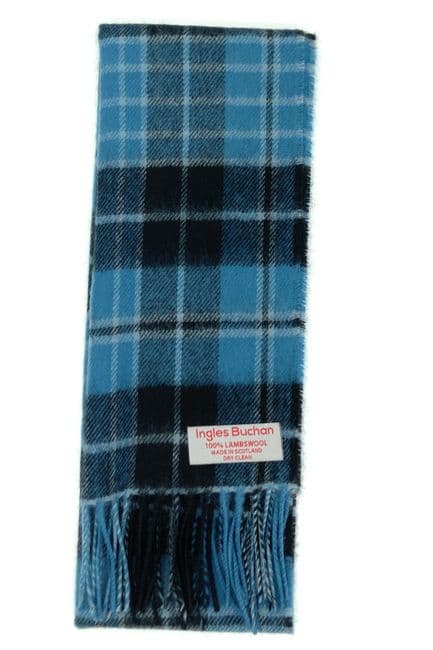 Pure Lambswool Clergy Blue Ancient Tartan Scarf Made in Scotland