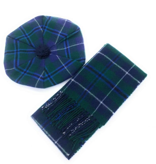 Pure Lambswool Douglas Modern Tartan Tam & Scarf Set - Made in Scotland