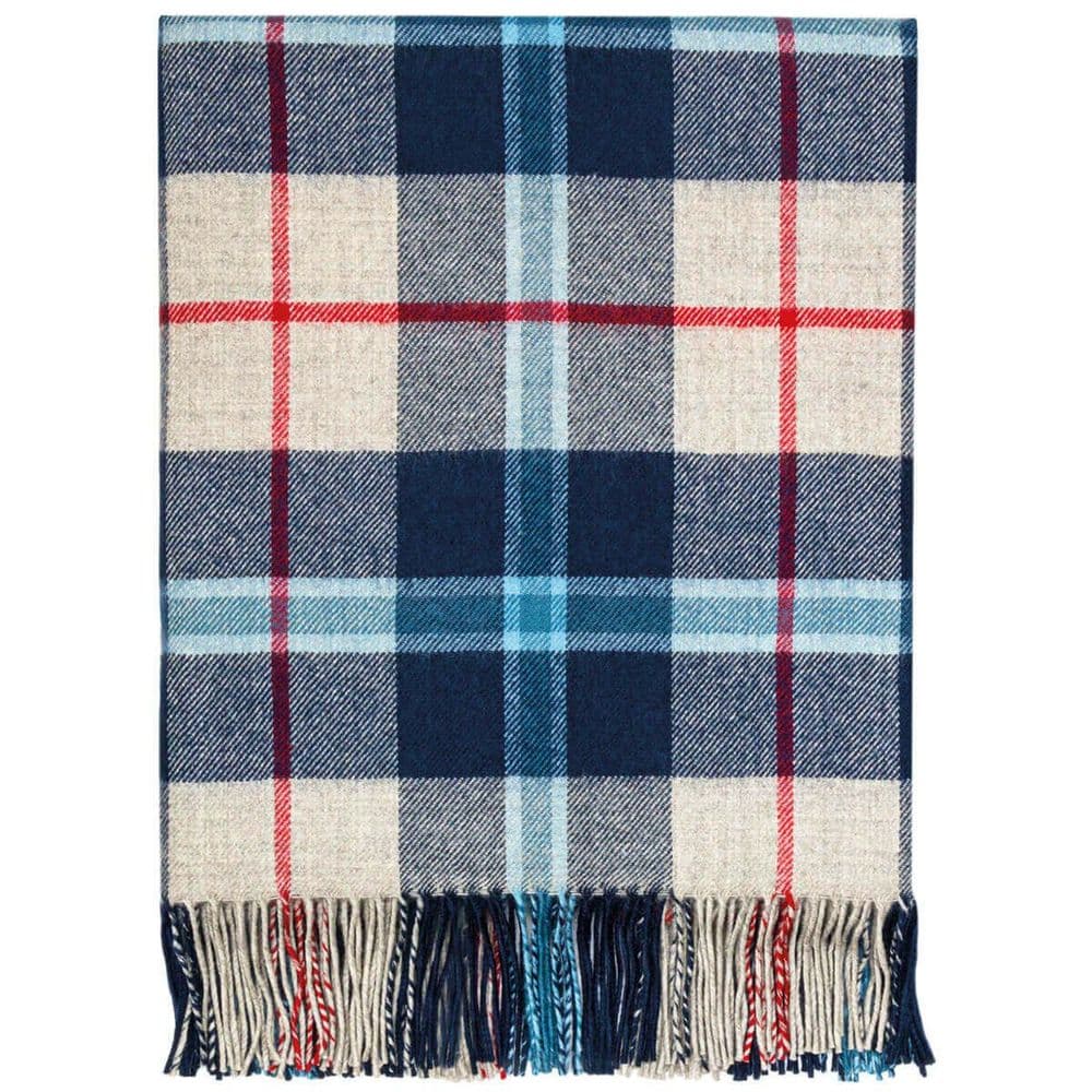 Pure Lambswool Douglas Navy Tartan Rug/Blanket - Made in Scotland
