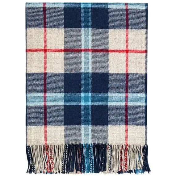 Douglas Navy Tartan Lambswool Rug | Scottish Blanket