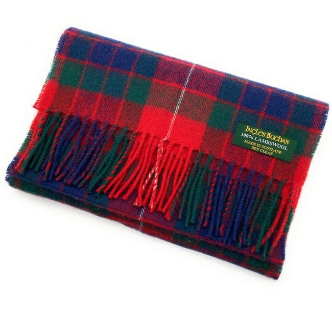 Pure Lambswool Fraser Red Tartan Scarf Made in Scotland