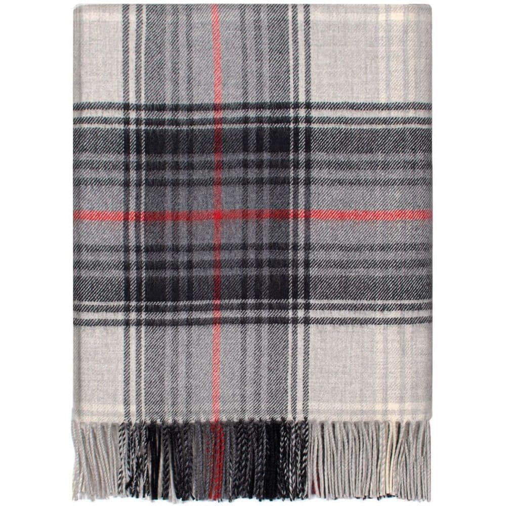 Pure Lambswool Graphite Tartan Rug/Blanket - Made in Scotland