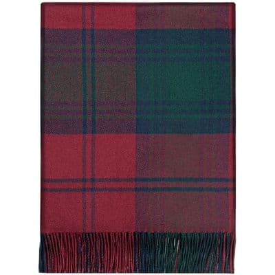 Pure Lambswool Lindsay Modern Tartan Rug/Blanket - Made in Scotland