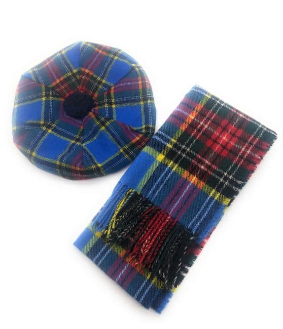 Pure Lambswool MacBeth Tartan Tam & Scarf Set - Made in Scotland