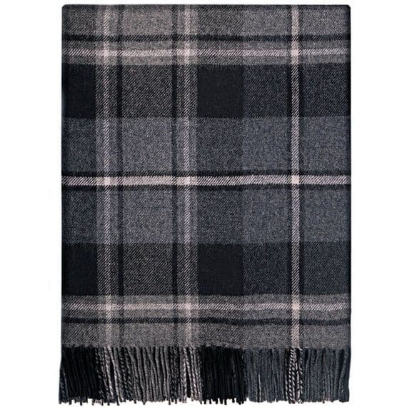 MacRae Hunting Grey Tartan Rug | Pure Lambswool Blanket