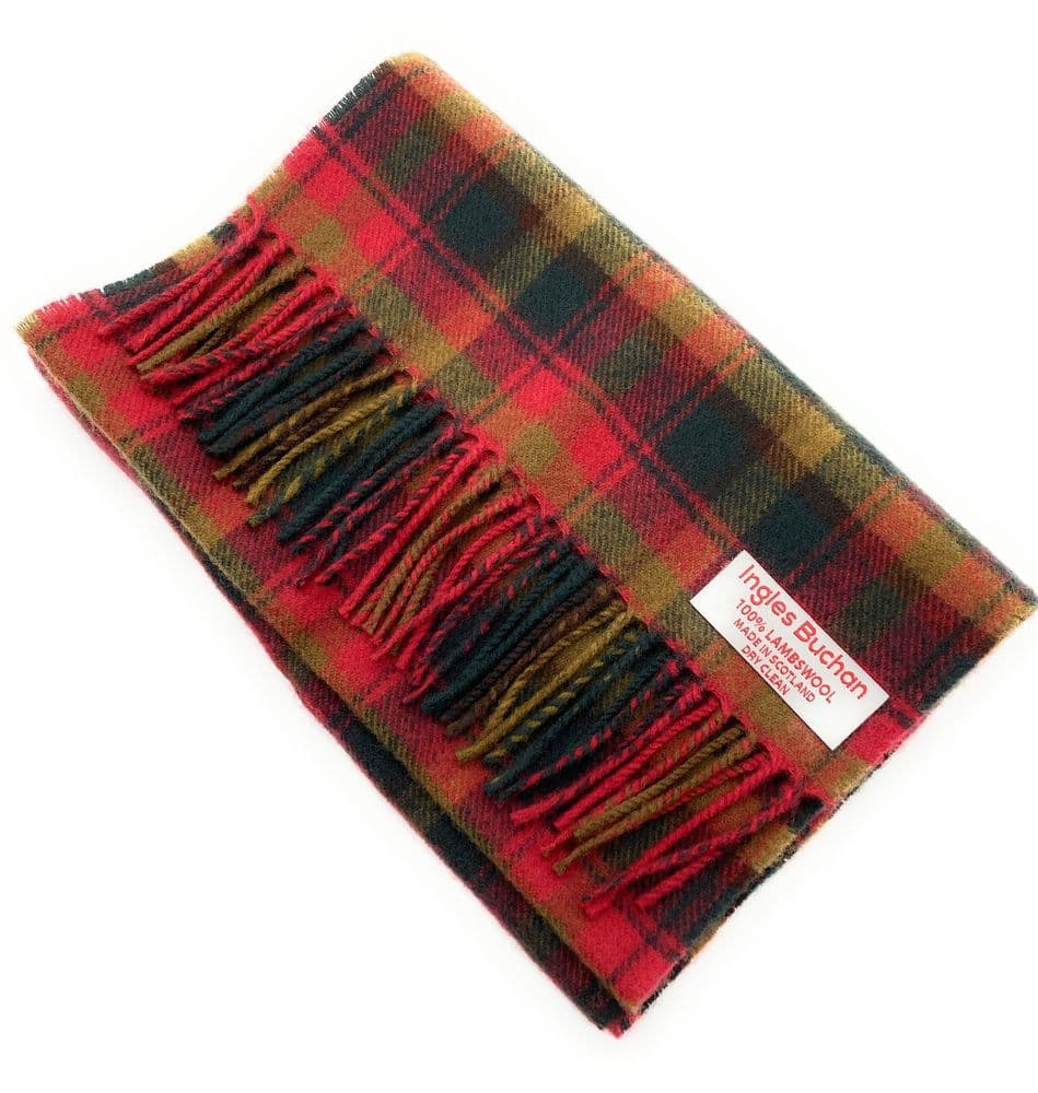 Pure Lambswool Maple Leaf Tartan Scarf By Ingles Buchan of Scotland