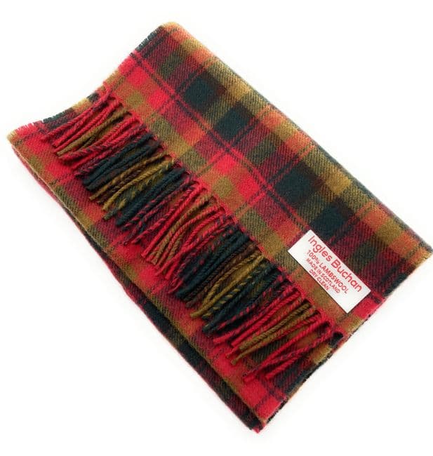 Pure Lambswool Maple Leaf Tartan Scarf By Ingles Buchan of Scotland