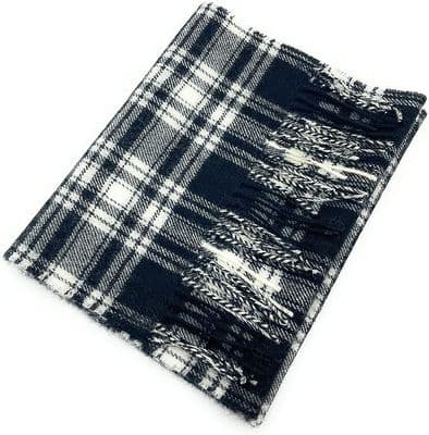 Pure Lambswool Menzies Black & White Tartan Scarf
