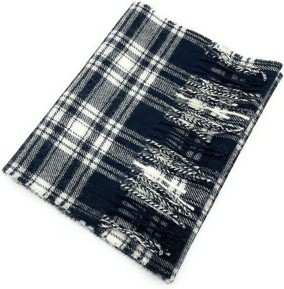 Pure Lambswool Menzies Black & White Tartan Scarf