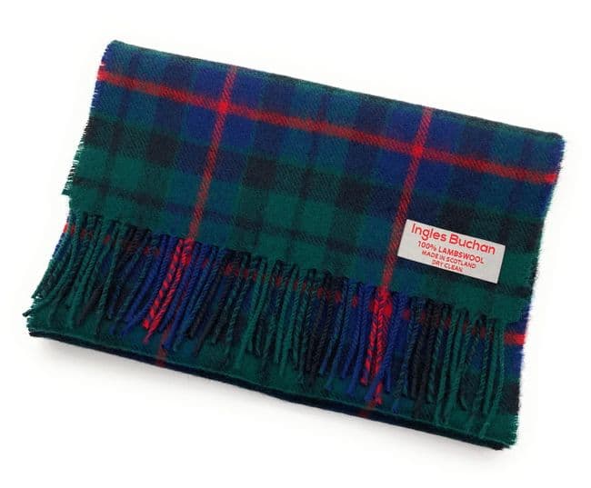 Pure Lambswool Morrison Green Tartan Scarf By Ingles Buchan of Scotland