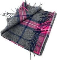 Pure Lambswool Pink & Grey Check Scarf