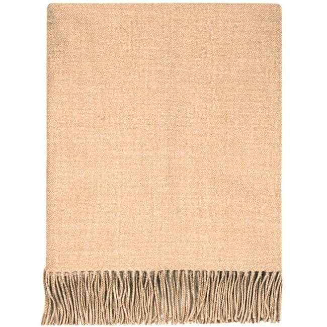 Pure Lambswool Plain Camel Coloured Rug/Blanket - Made in Scotland