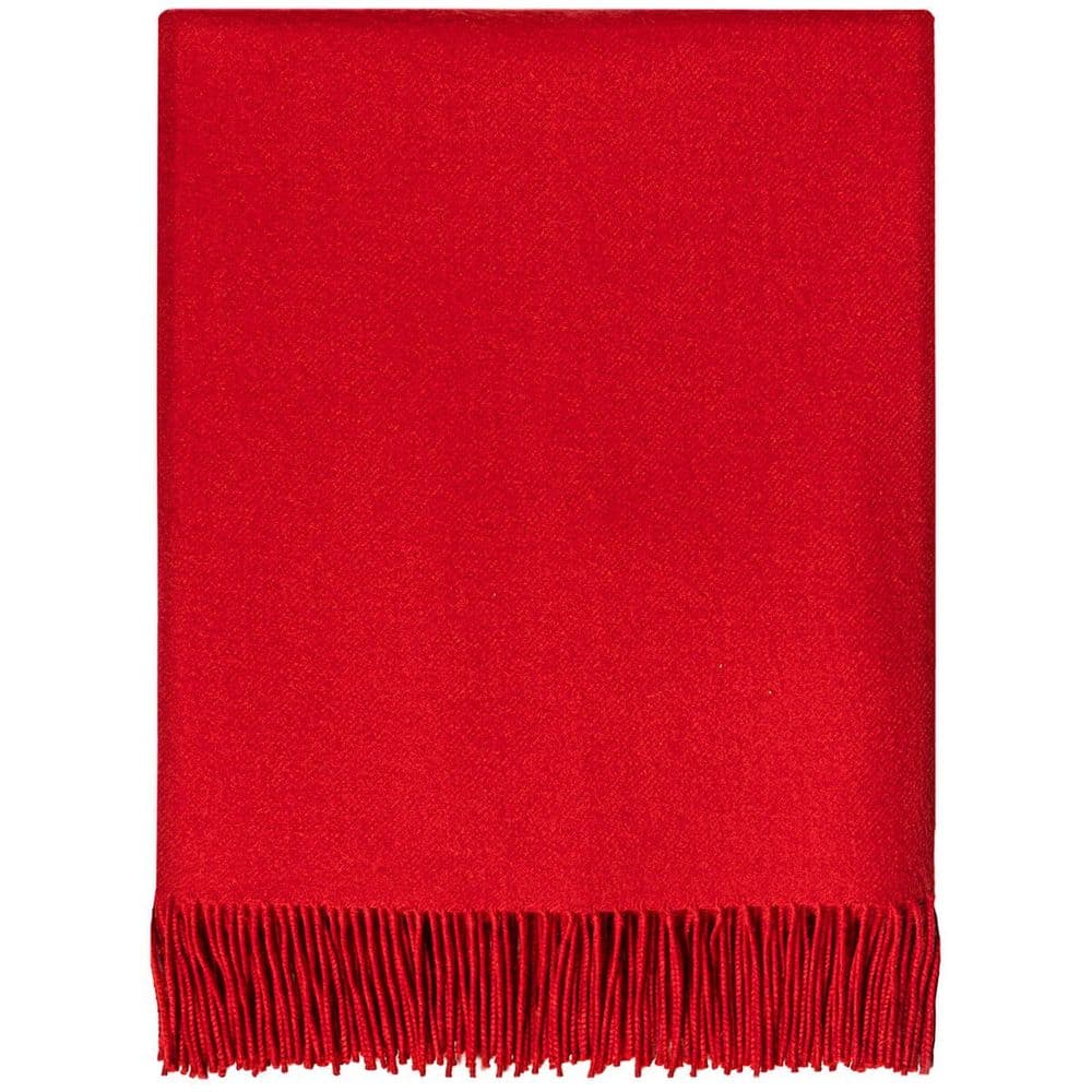 Pure Lambswool Plain Red Coloured Rug/Blanket - Made in Scotland