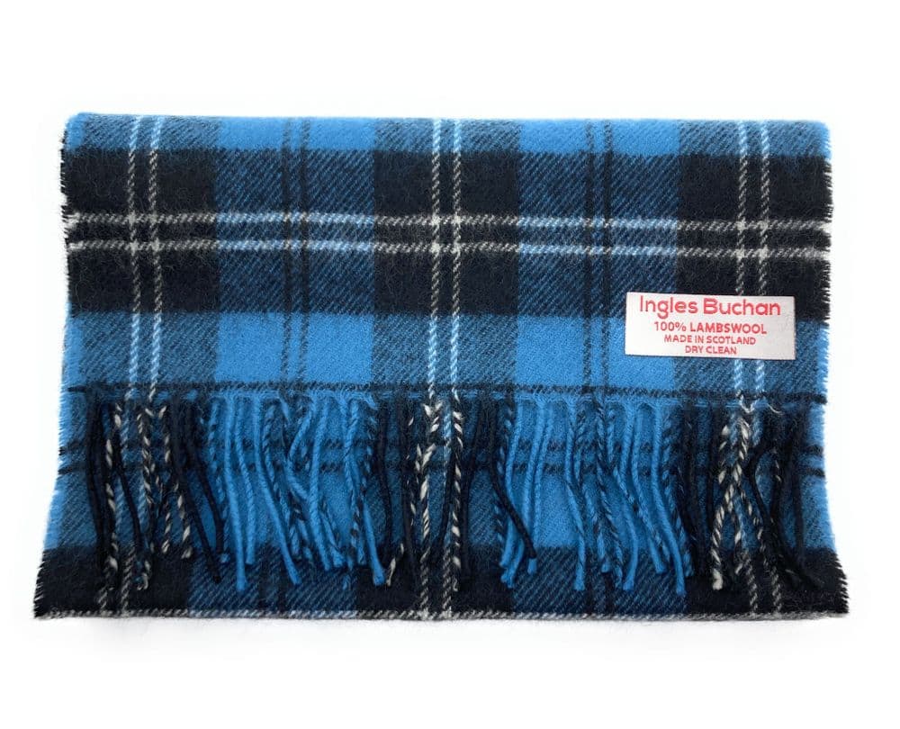 Pure Lambswool Ramsay Blue Tartan Scarf Made in Scotland