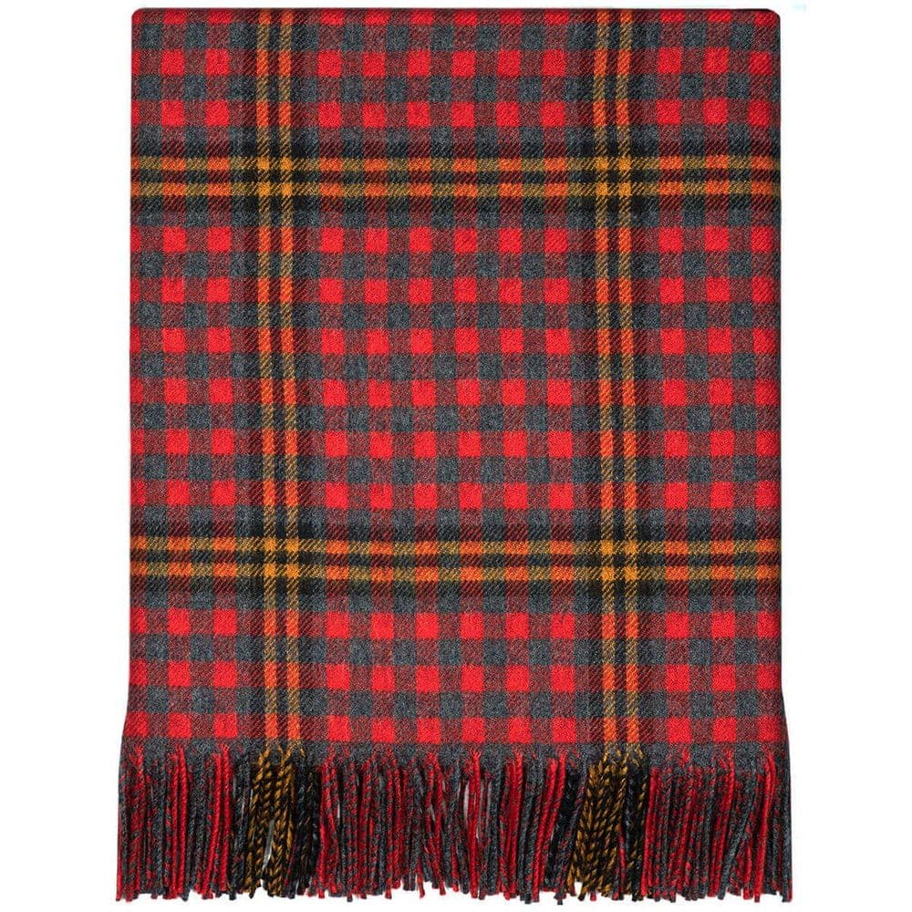 Pure Lambswool Red Rose Tartan Rug/Blanket - Made in Scotland