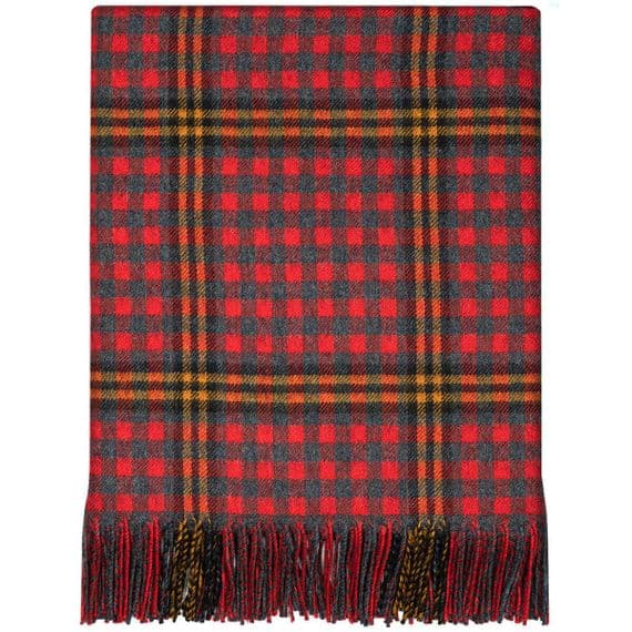 Red Rose Tartan Rug | Pure Lambswool Blanket