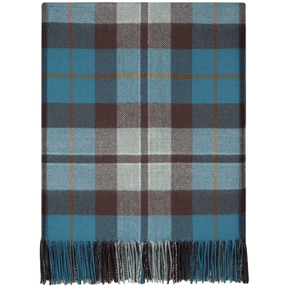 Pure Lambswool Rose Hunting Grey Tartan Rug/Blanket - Made in Scotland