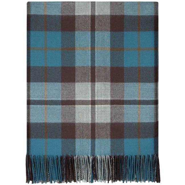 Pure Lambswool Rose Hunting Grey Tartan Rug/Blanket - Made in Scotland