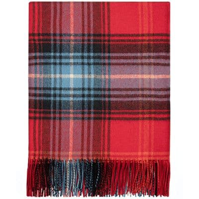 Pure Lambswool Ruby Tartan Rug/Blanket - Made in Scotland