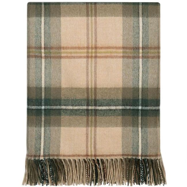 Pure Lambswool Saskatchewan Weathered Canadian Tartan Rug/Blanket - Made in Scotland