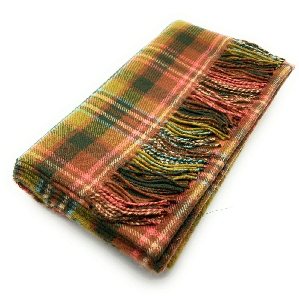Pure Lambswool Scott Green Antique Tartan Rug/Blanket Made in Scotland