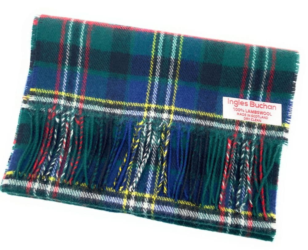 Pure Lambswool Scott Green Modern Tartan Scarf - Made in Scotland