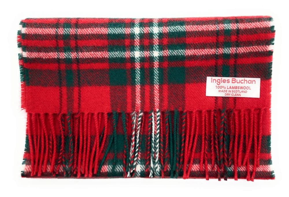 Pure Lambswool Scott Red Tartan Scarf Made in Scotland