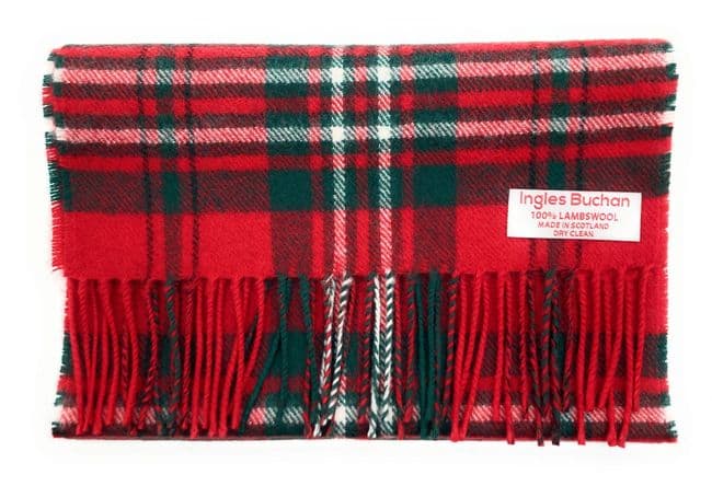 Pure Lambswool Scott Red Tartan Scarf Made in Scotland