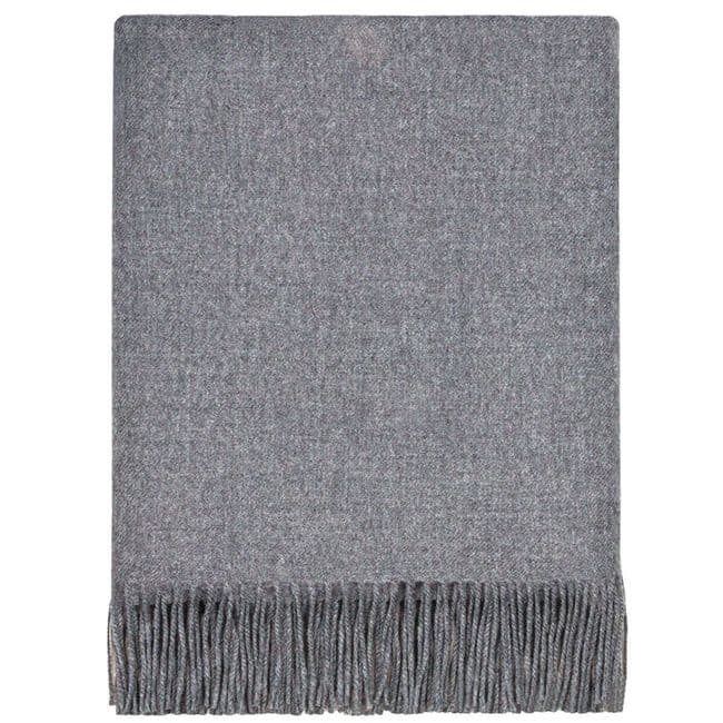 Pure Lambswool Steel Grey Coloured Rug/Blanket - Made in Scotland