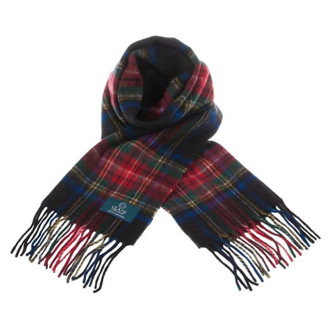 Pure Lambswool Stewart Black Tartan Clan Scarf