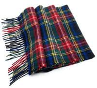 Pure Lambswool Stewart Black Tartan Scarf | Made in Scotland