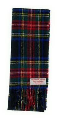 Pure Lambswool Stewart Black Tartan Scarf | Made in Scotland
