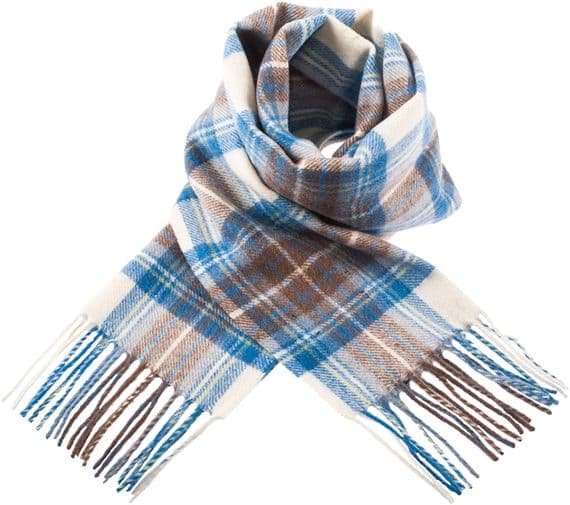 Pure Lambswool Stewart Muted Blue Tartan Clan Scarf