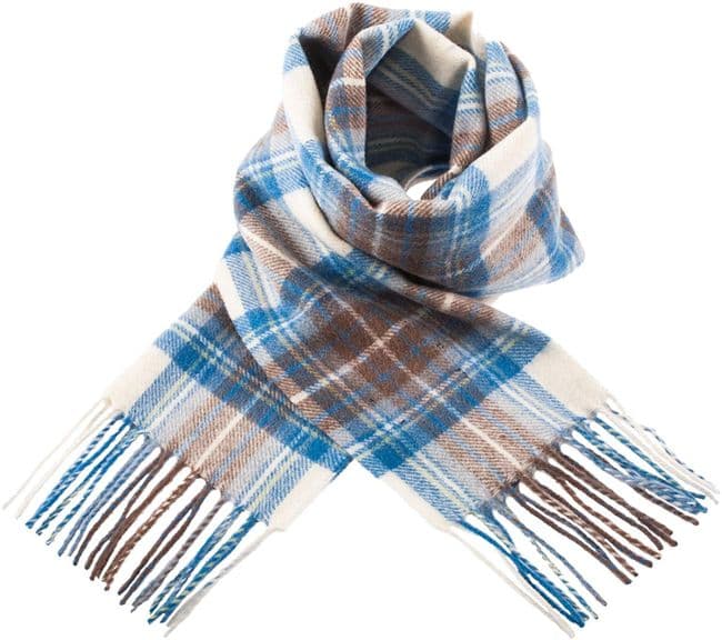 Pure Lambswool Stewart Muted Blue Tartan Clan Scarf
