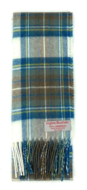 Pure Lambswool Stewart Muted Blue Tartan Scarf By Ingles Buchan of Scotland