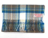 Pure Lambswool Stewart Muted Blue Tartan Scarf | Made in Scotland