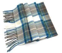 Pure Lambswool Stewart Muted Blue Tartan Scarf | Made in Scotland