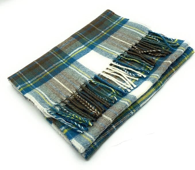 Pure Lambswool Stewart Muted Blue Tartan Scarf - Made in Scotland