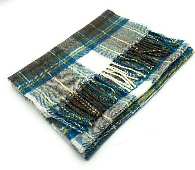 Pure Lambswool Stewart Muted Blue Tartan Scarf - Made in Scotland