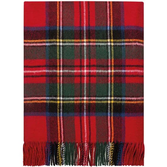 Stewart Royal Modern Tartan Rug | Pure Lambswool Blanket