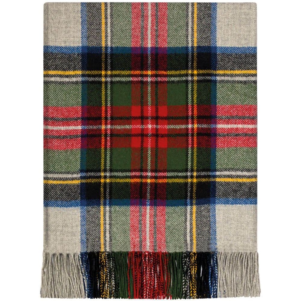 Pure Lambswool Stewart Silver Dress Tartan Rug/Blanket - Made in Scotland