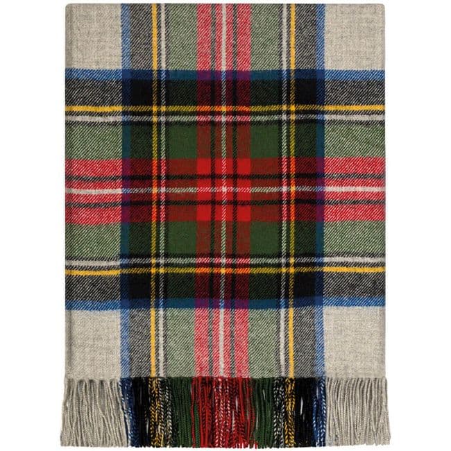 Pure Lambswool Stewart Silver Dress Tartan Rug/Blanket - Made in Scotland
