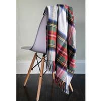 Stewart Silver Dress Tartan Rug | Pure Lambswool Blanket
