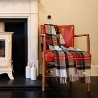Stewart Silver Dress Tartan Rug | Pure Lambswool Blanket