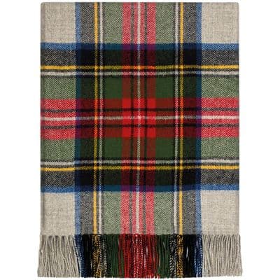 Pure Lambswool Stewart Silver Dress Tartan Rug | Made in Scotland