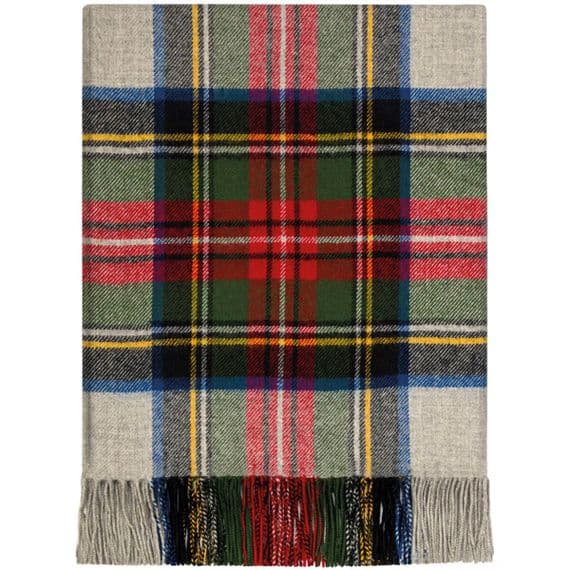 Stewart Silver Dress Tartan Rug | Pure Lambswool Blanket
