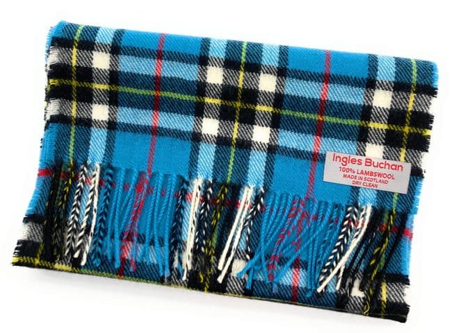 Pure Lambswool Thomson Blue Tartan Scarf Made in Scotland