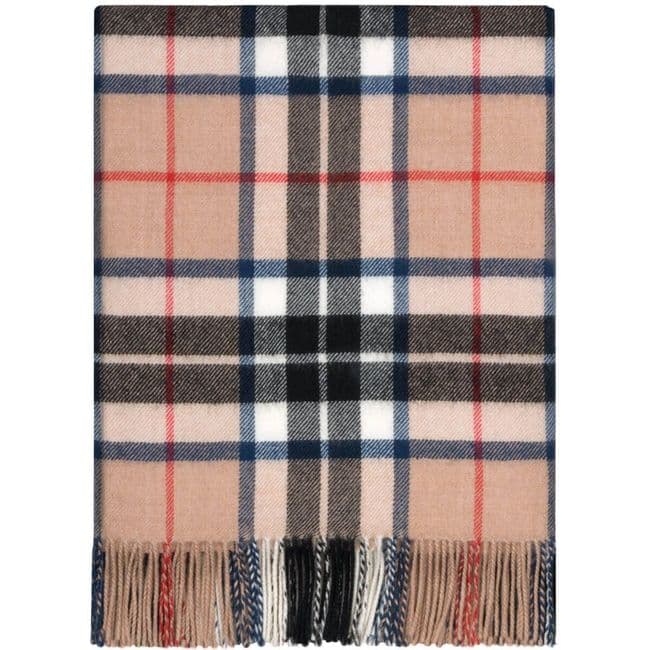 Pure Lambswool Thomson Camel Tartan Rug/Blanket - Made in Scotland