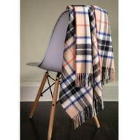 Thomson Camel Tartan Rug | Pure Lambswool Blanket